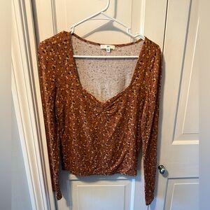 BP Brown Floral Long Sleeve Top NWOT